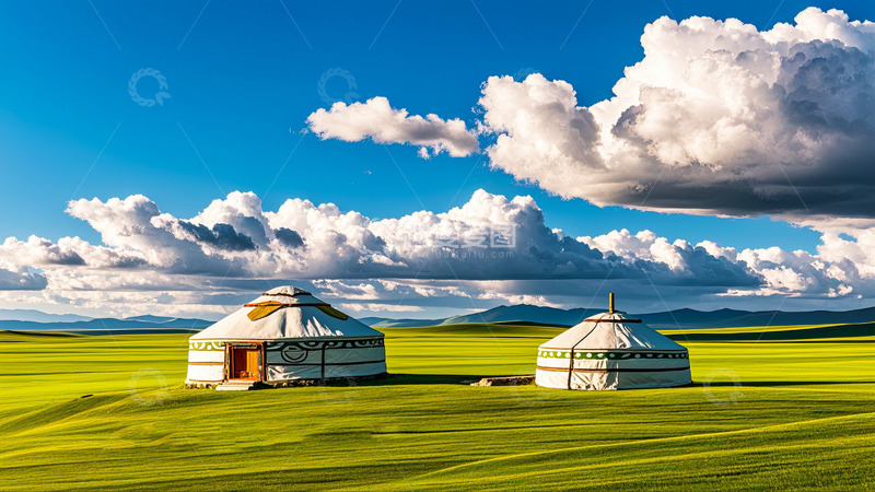 高清大图下载【趣麦麦图】蓝天白云蒙古包