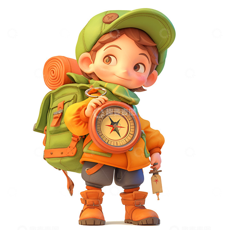 高清大图下载【趣麦麦图】拿着指南针的探险家