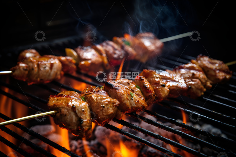 高清大图下载【趣麦麦图】放在烤架上的烤肉