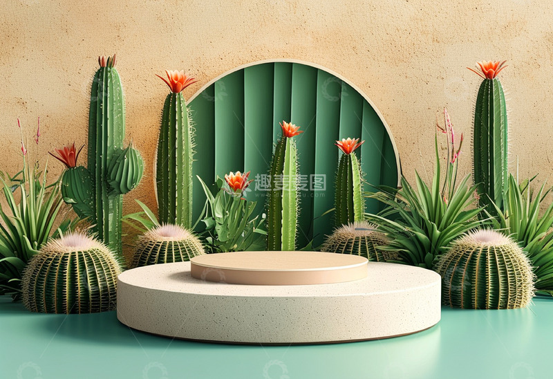 高清大图下载【趣麦麦图】仙人掌产品展台