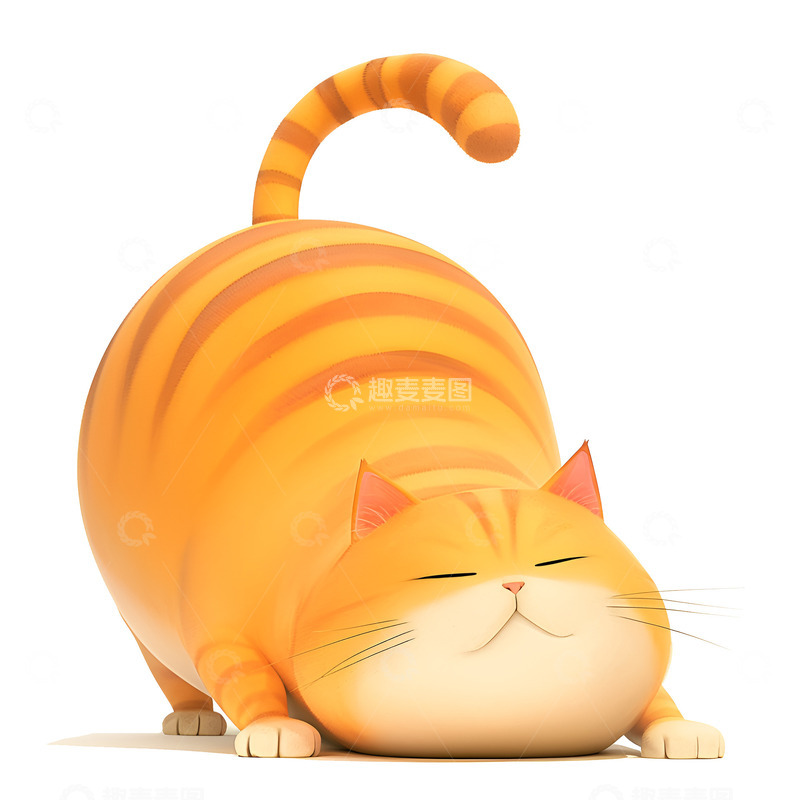 高清大图下载【趣麦麦图】伸懒腰的大胖橘猫