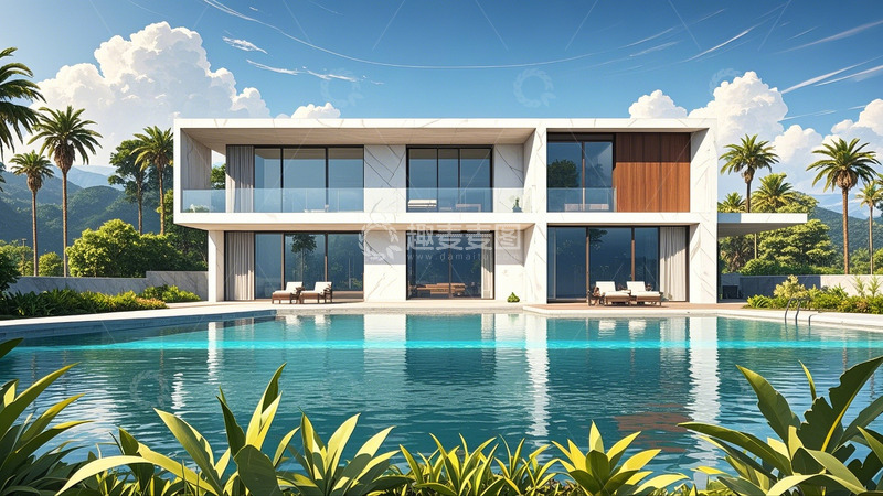 高清大图下载【趣麦麦图】建筑别墅泳池
