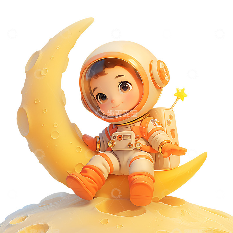 高清大图下载【趣麦麦图】坐在月球上的航天员