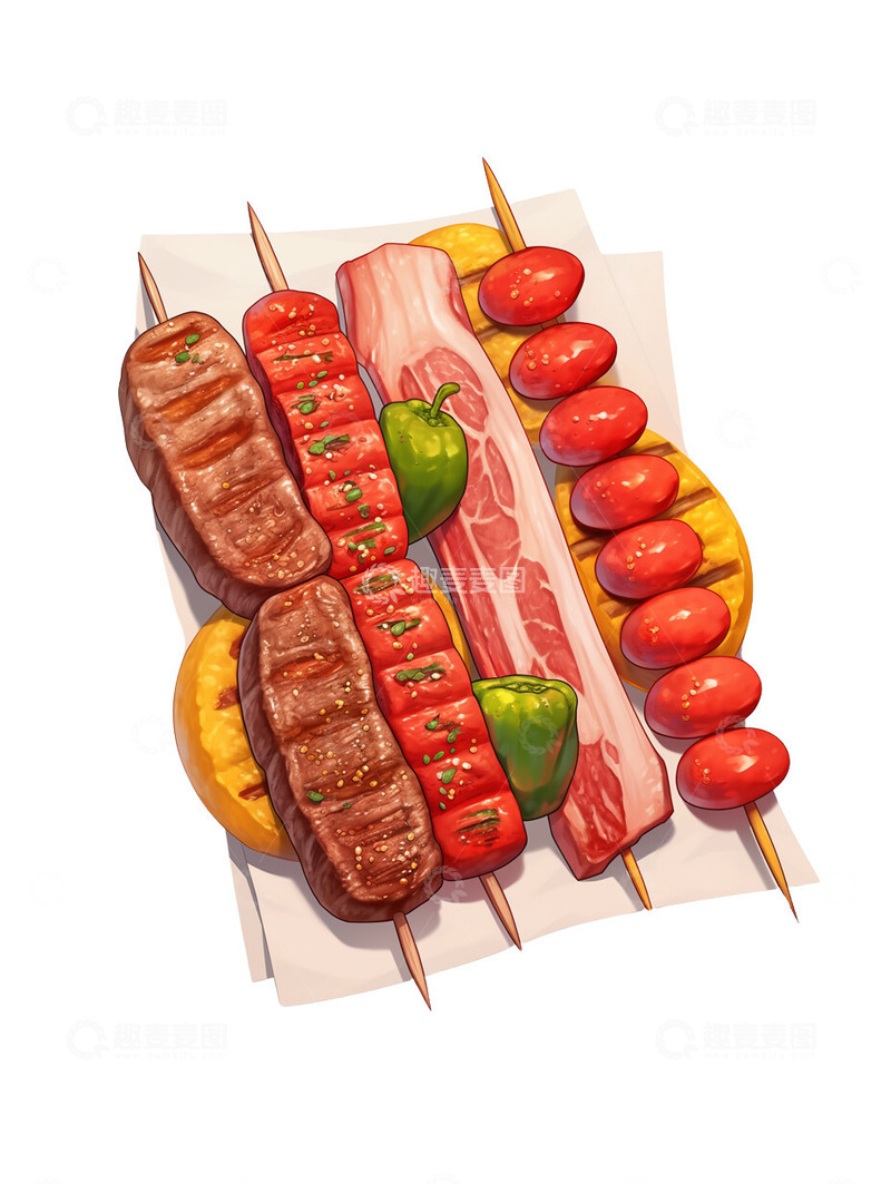 高清大图下载【趣麦麦图】烧烤原料烤串