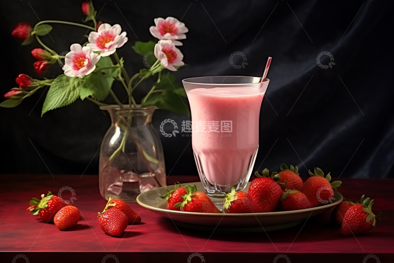 高清大图下载【趣麦麦图】一杯草莓奶昔
