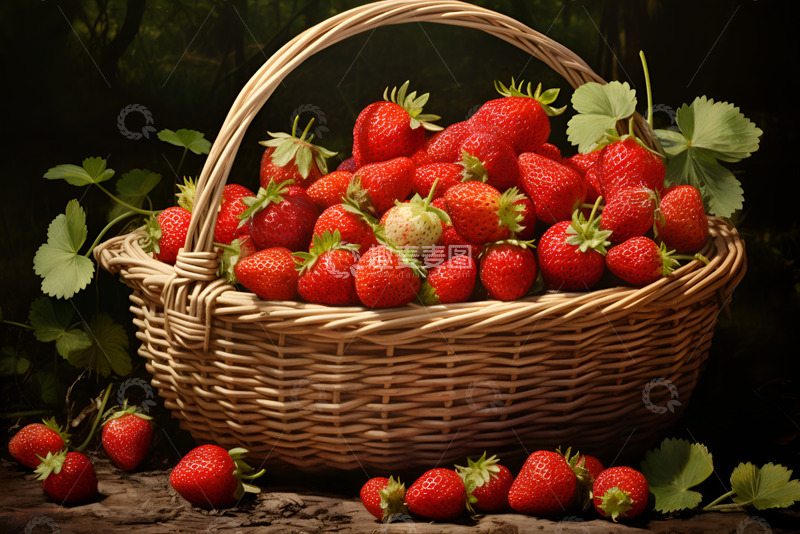 高清大图下载【趣麦麦图】一篮子新鲜的草莓