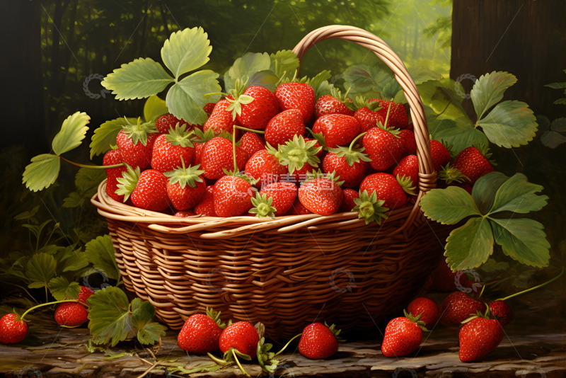 高清大图下载【趣麦麦图】一篮子新鲜草莓