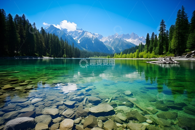 高清大图下载【趣麦麦图】碧绿色的山间湖泊