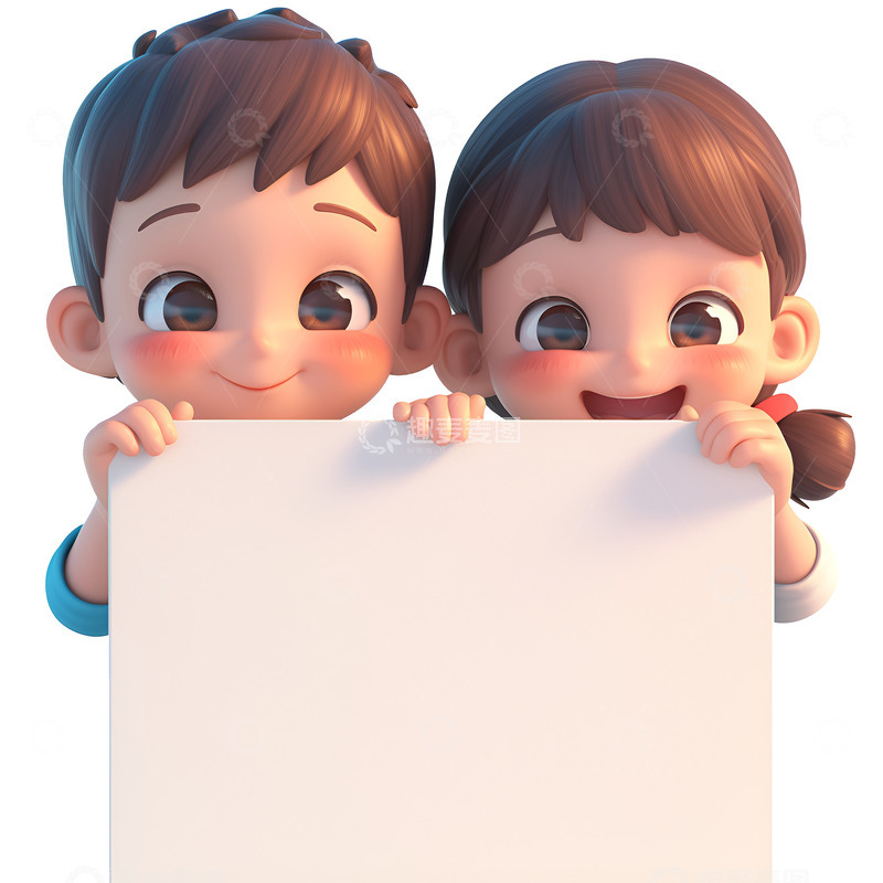 高清大图下载【趣麦麦图】拿着白板的两个小孩
