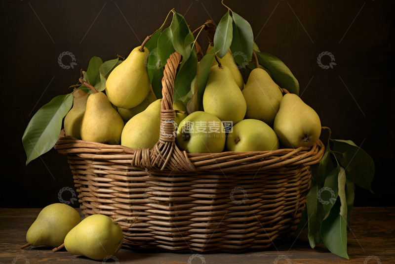 高清大图下载【趣麦麦图】一篮子新鲜巴梨