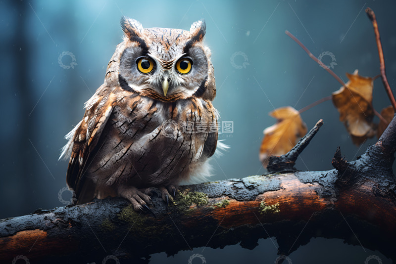 高清大图下载【趣麦麦图】树枝上的猫头鹰