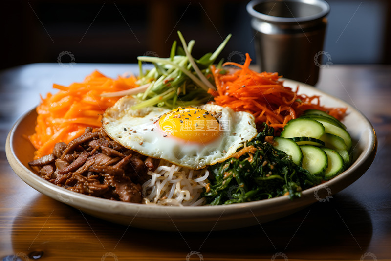 高清大图下载【趣麦麦图】鸡蛋萝卜黄瓜蔬菜拌面