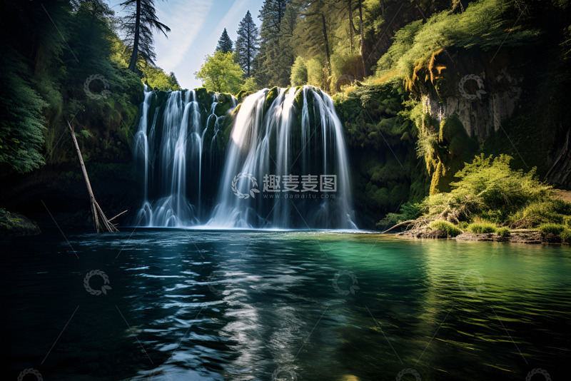 高清大图下载【趣麦麦图】清澈的山间瀑布