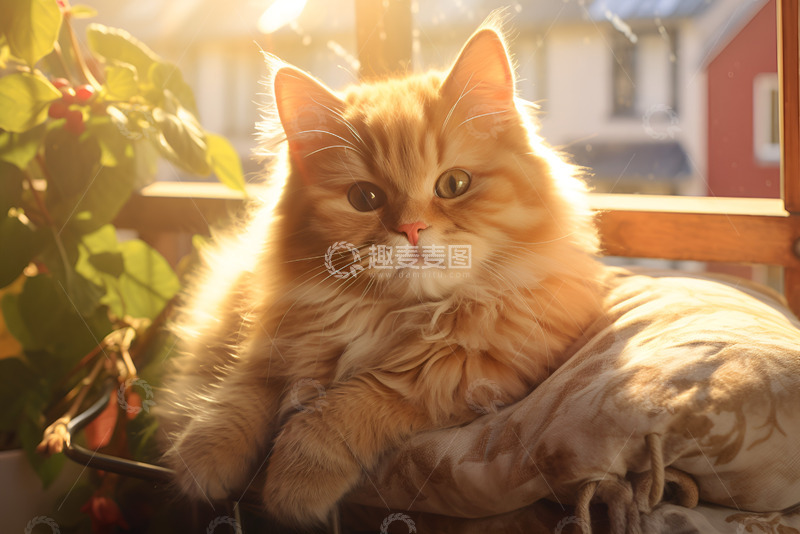 高清大图下载【趣麦麦图】阳光下的橘猫