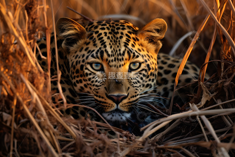 高清大图下载【趣麦麦图】草丛里的花豹
