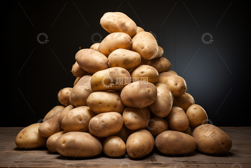 高清大图下载【趣麦麦图】一堆土豆放在桌面