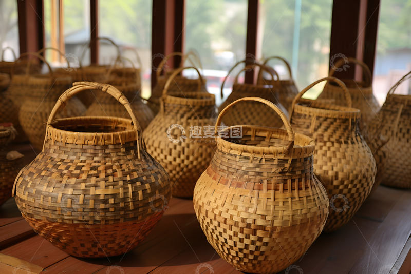 高清大图下载【趣麦麦图】竹子编制的竹篮筐