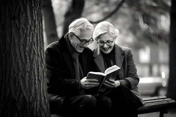 公园里看书的老人