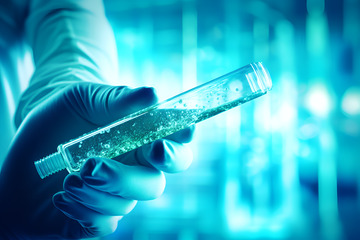 手拿着一管试剂