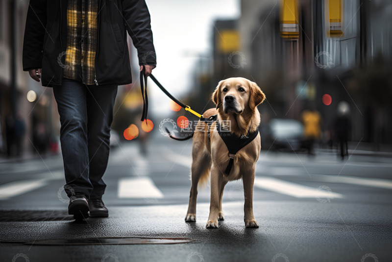 高清大图下载【趣麦麦图】导盲犬和它的主人