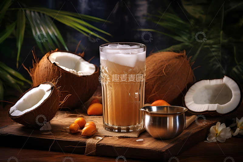 高清大图下载【趣麦麦图】椰子汁椰子摄影