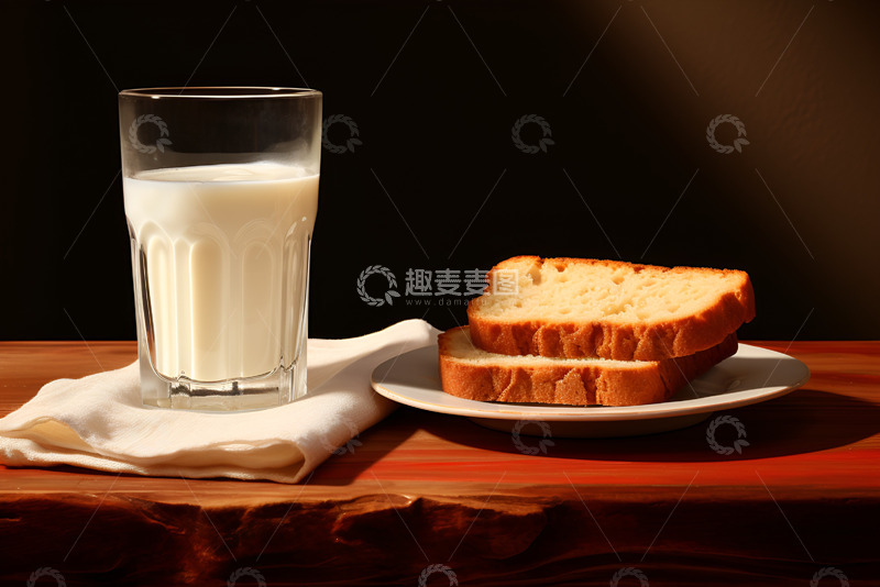 高清大图下载【趣麦麦图】牛奶面包早餐