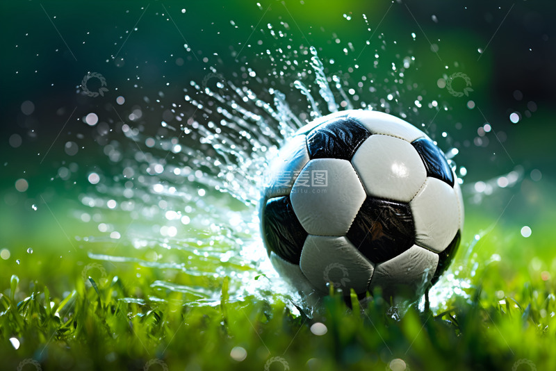 高清大图下载【趣麦麦图】足球场上疾驰的足球