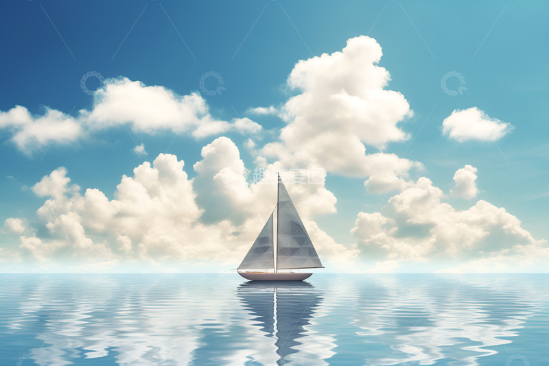 高清大图下载【趣麦麦图】海面上的三角帆船