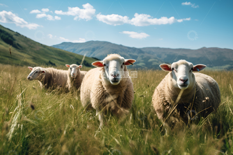高清大图下载【趣麦麦图】草丛里吃草的绵羊