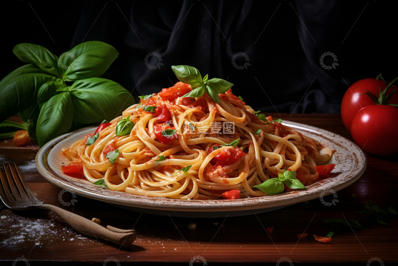 高清大图下载【趣麦麦图】一盘美味的意大利面条