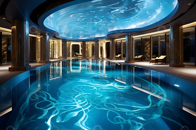 高清大图下载【趣麦麦图】室内的巨大游泳池