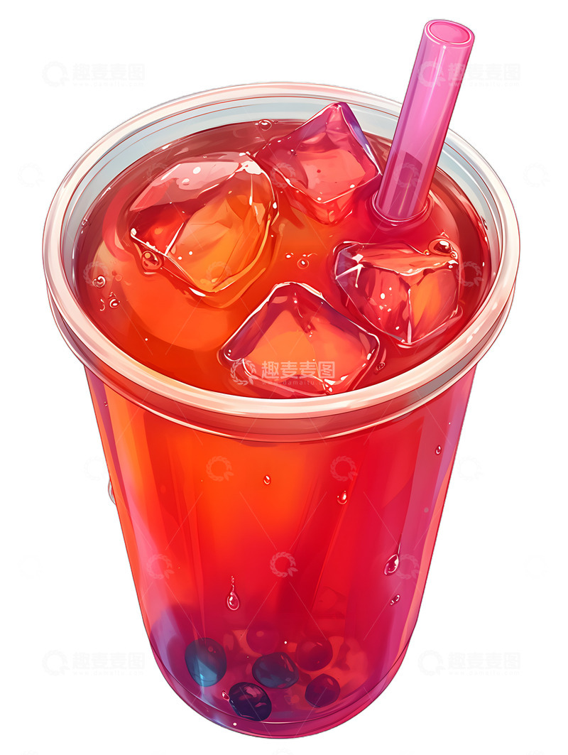 高清大图下载【趣麦麦图】草莓珍珠奶茶美味