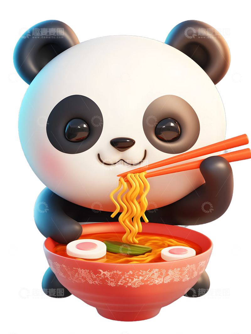 高清大图下载【趣麦麦图】熊猫吃泡面方便面
