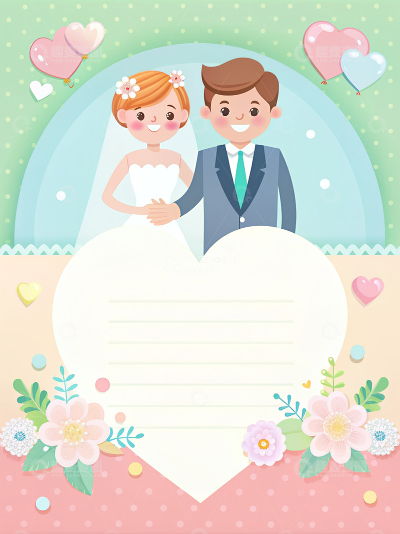 手绘婚礼贺卡的温馨邀约