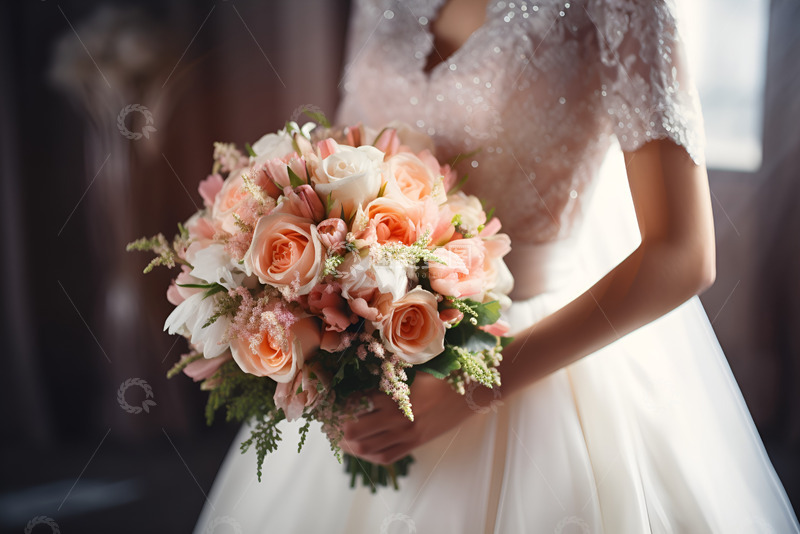 高清大图下载【趣麦麦图】新娘手捧鲜花