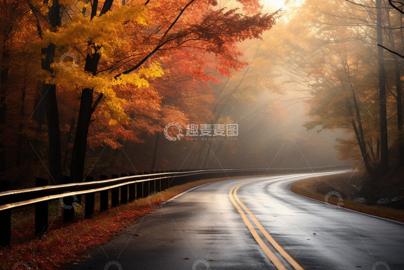 高清大图下载【趣麦麦图】秋季蜿蜒的公路