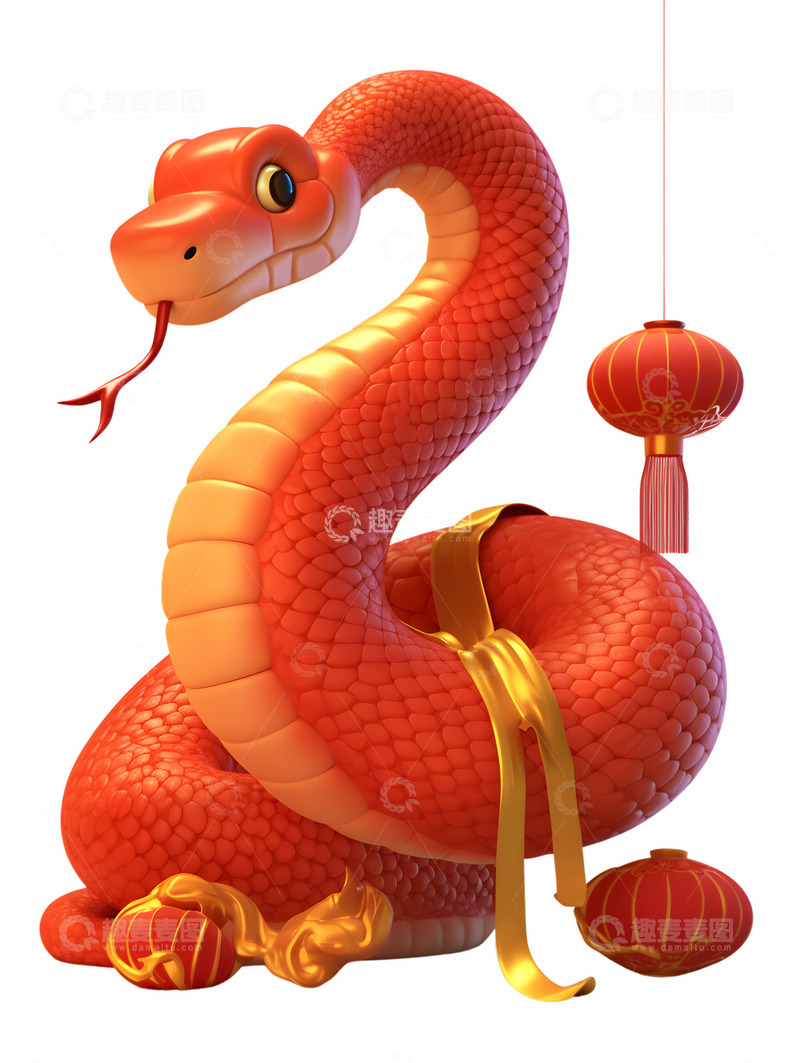 高清大图下载【趣麦麦图】蛇装饰新年卡通