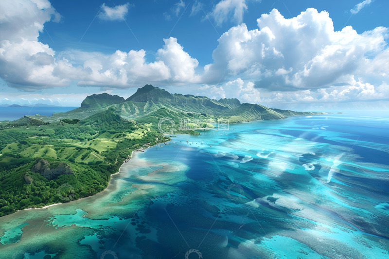高清大图下载【趣麦麦图】海面上的岛屿