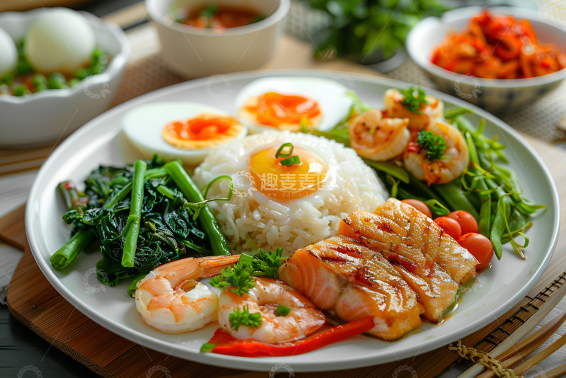 高清大图下载【趣麦麦图】丰盛美味的午餐