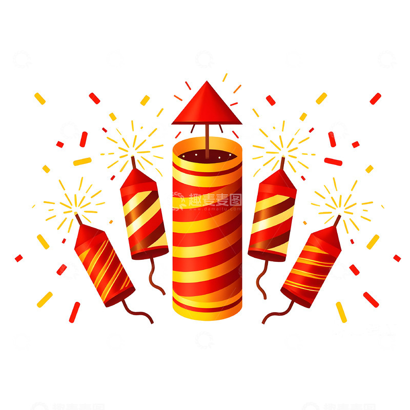 高清大图下载【趣麦麦图】节日新节卡通爆竹素材