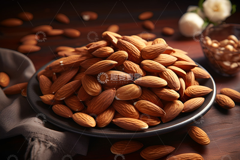 高清大图下载【趣麦麦图】一碟子杏仁干果