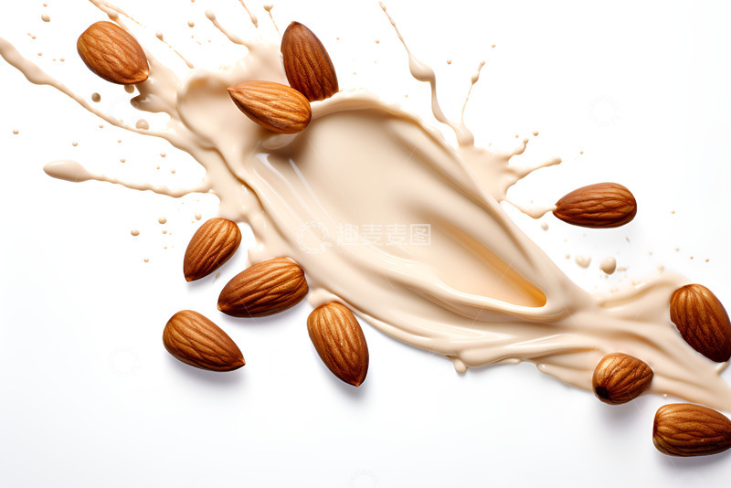 高清大图下载【趣麦麦图】飞溅的杏仁露和杏仁
