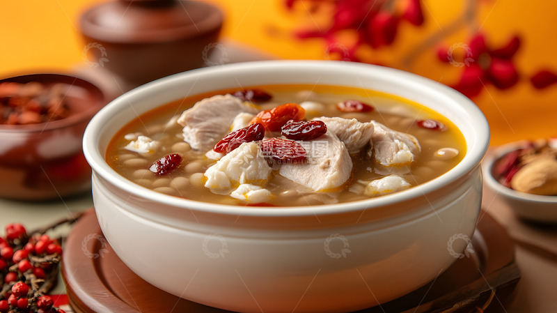 高清大图下载【趣麦麦图】枸杞红枣鸡汤秋季霜降滋补药膳养生汤品