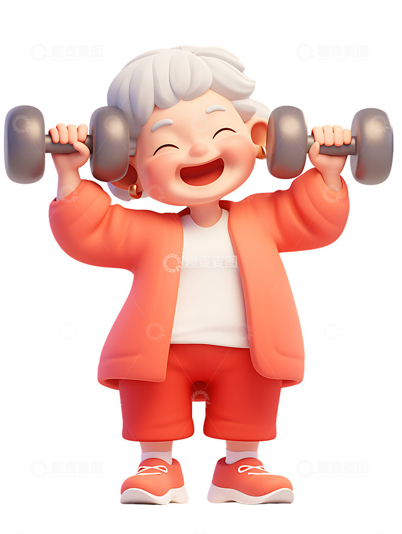 高清大图下载【趣麦麦图】老年人体育锻炼退休