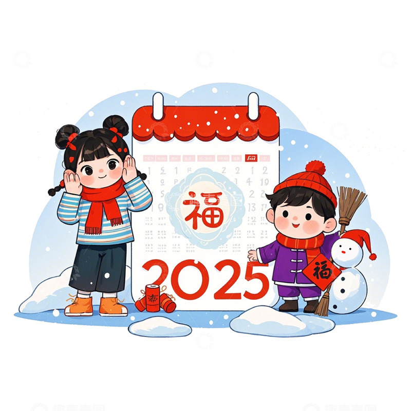 卡通插画新年春节日历素材