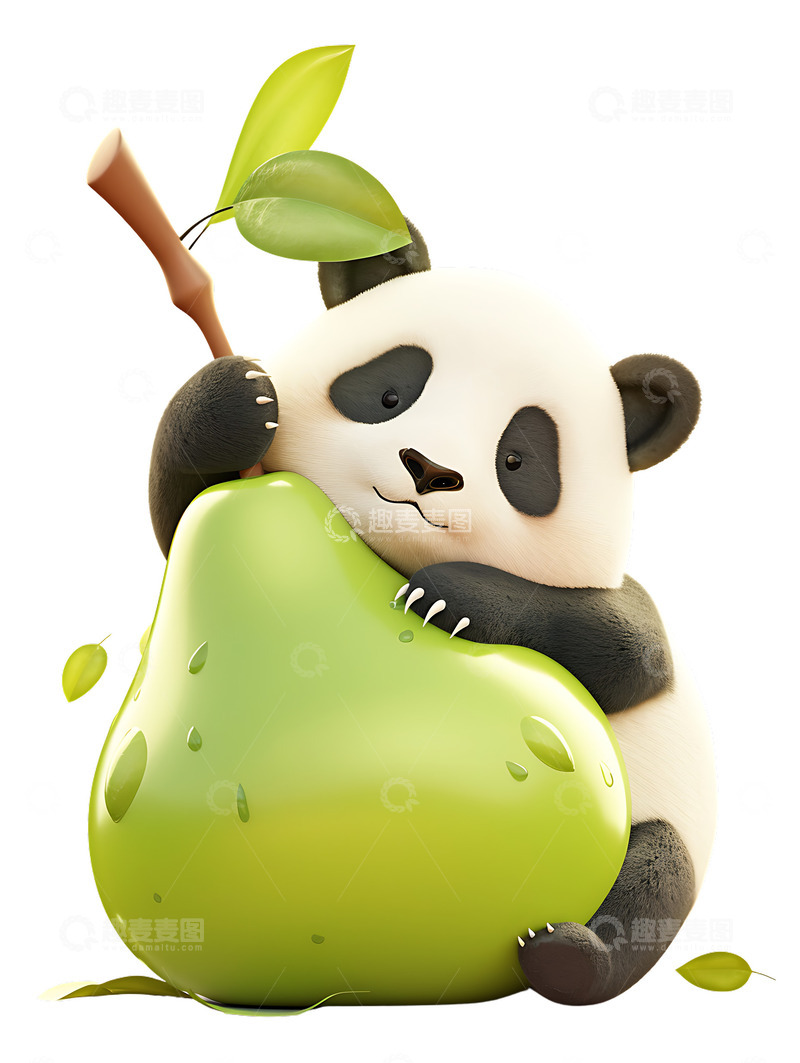 高清大图下载【趣麦麦图】卡通熊猫梨子