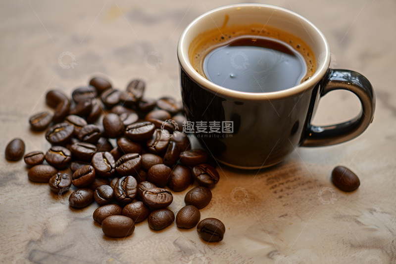 高清大图下载【趣麦麦图】浓咖啡和咖啡豆