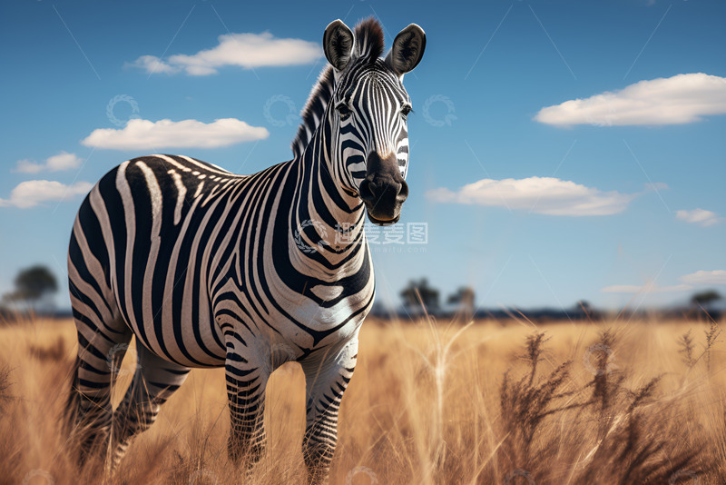 高清大图下载【趣麦麦图】草原上站立的斑马