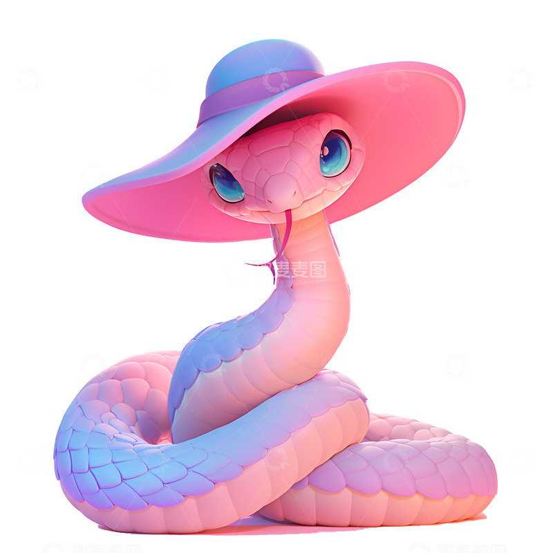 高清大图下载【趣麦麦图】带着帽子的生肖蛇