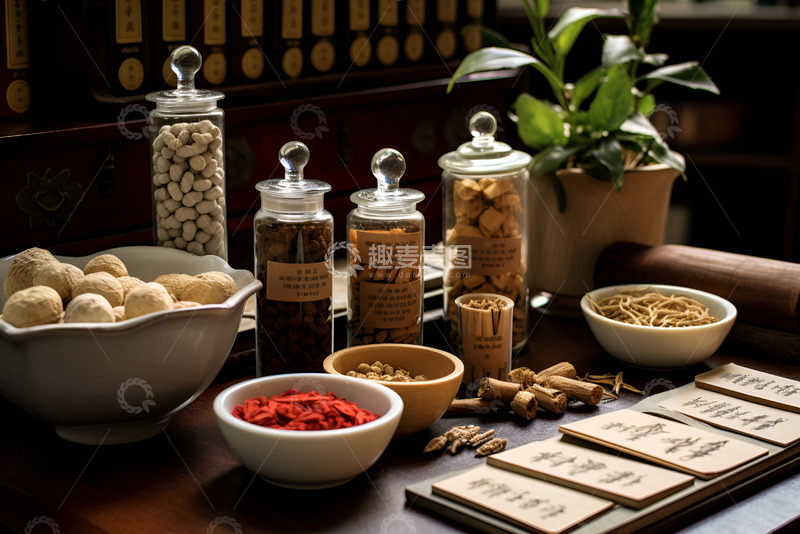 高清大图下载【趣麦麦图】中草药放在桌面上